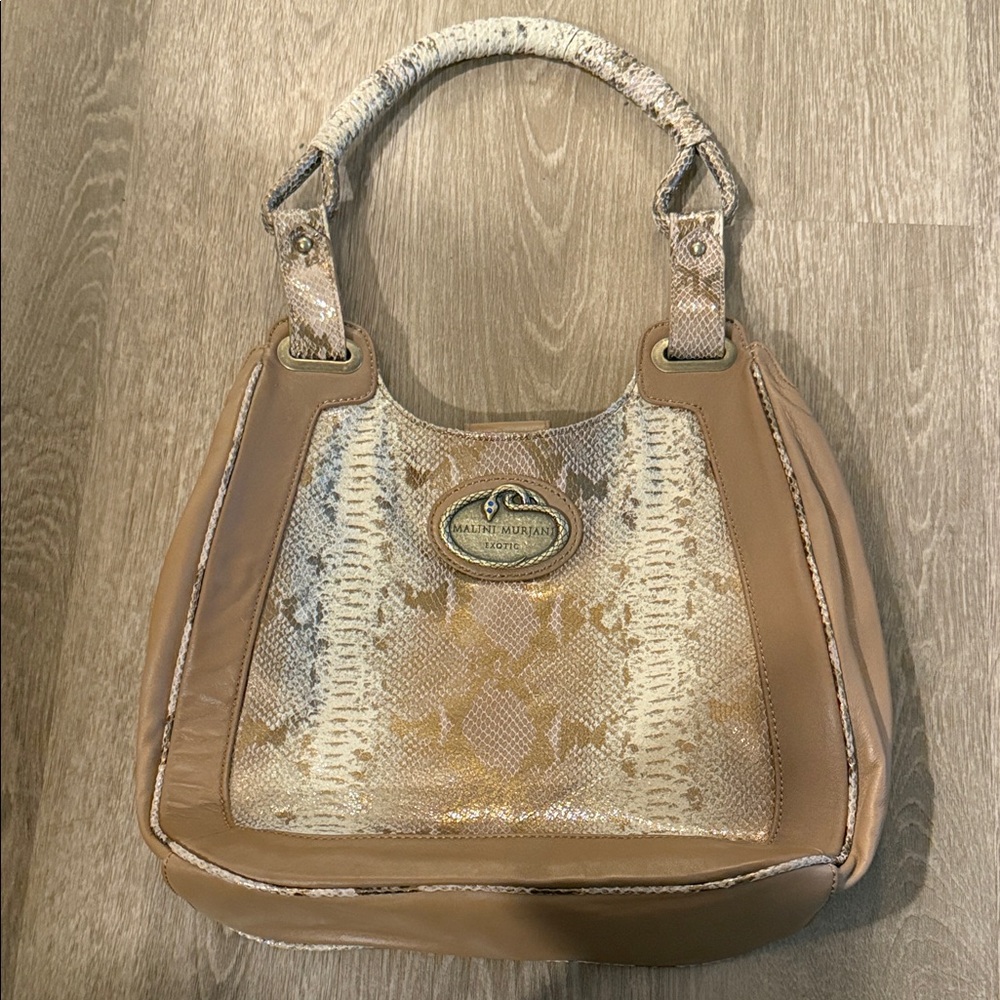 Malini Murjani Exotic Brown Beige Handbag